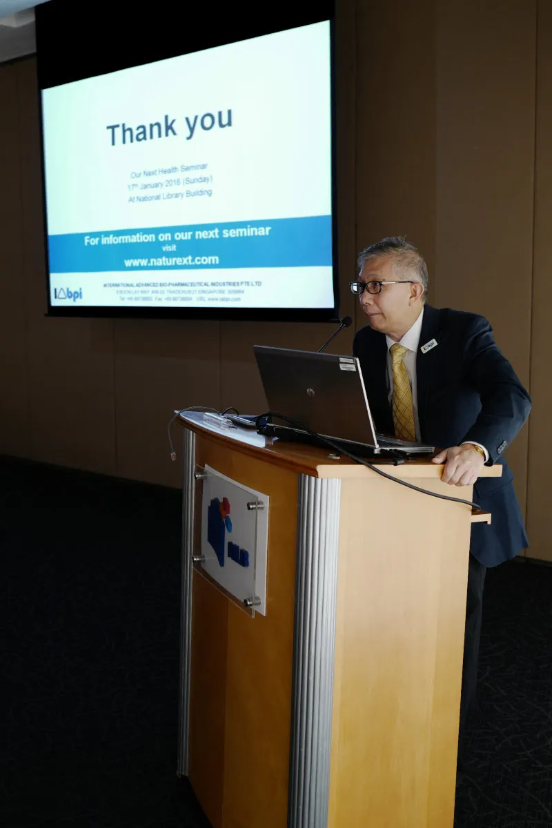 Mr. Lee Chee Cheow presenting at an IABPI health seminar.